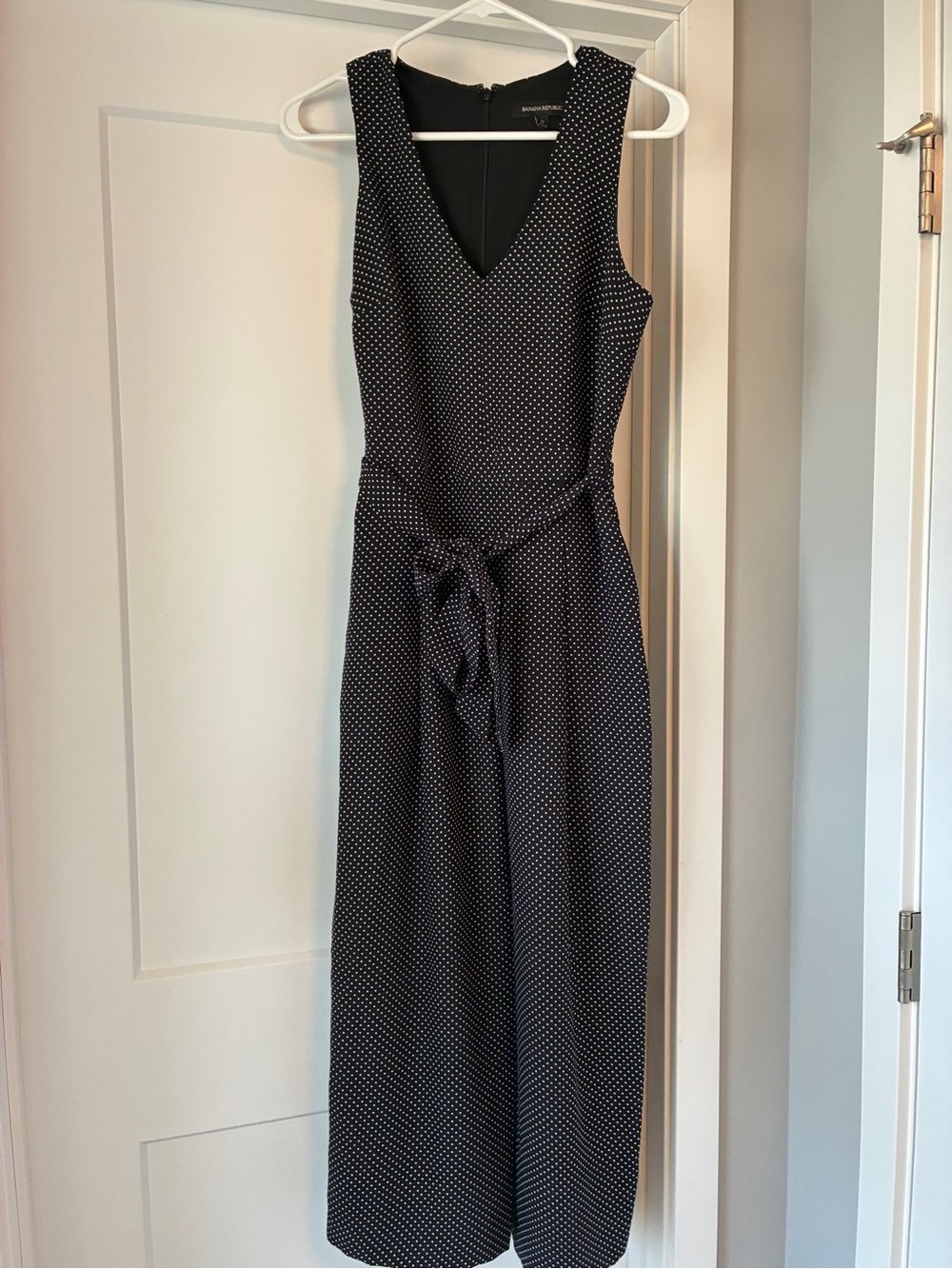 Banana Republic Black and White Polka Dot Sleeveless Jumpsuit